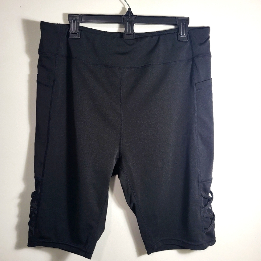 RAG black stretch pull on bike shorts women's 3X  #2639
